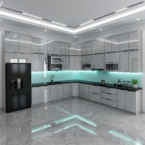 Tủ Bếp Hiện Đại Inox Cánh Kính Cao Cấp TB-960