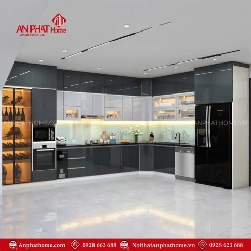 Tủ Bếp Hiện Đại Nhựa Picomat Cao Cấp TBB-971