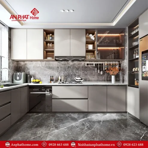 Tủ Bếp INOX Cánh Kính TB-901