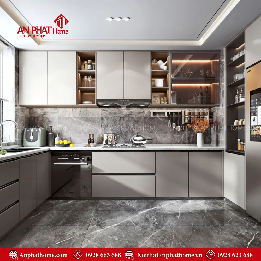 Tủ Bếp INOX Cánh Kính TB-901 3 Tủ Bếp INOX Cánh Kính TB-901