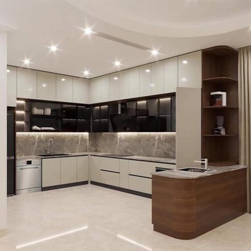 Tủ Bếp MDF Cánh Kính Sang Trọng TB-914
