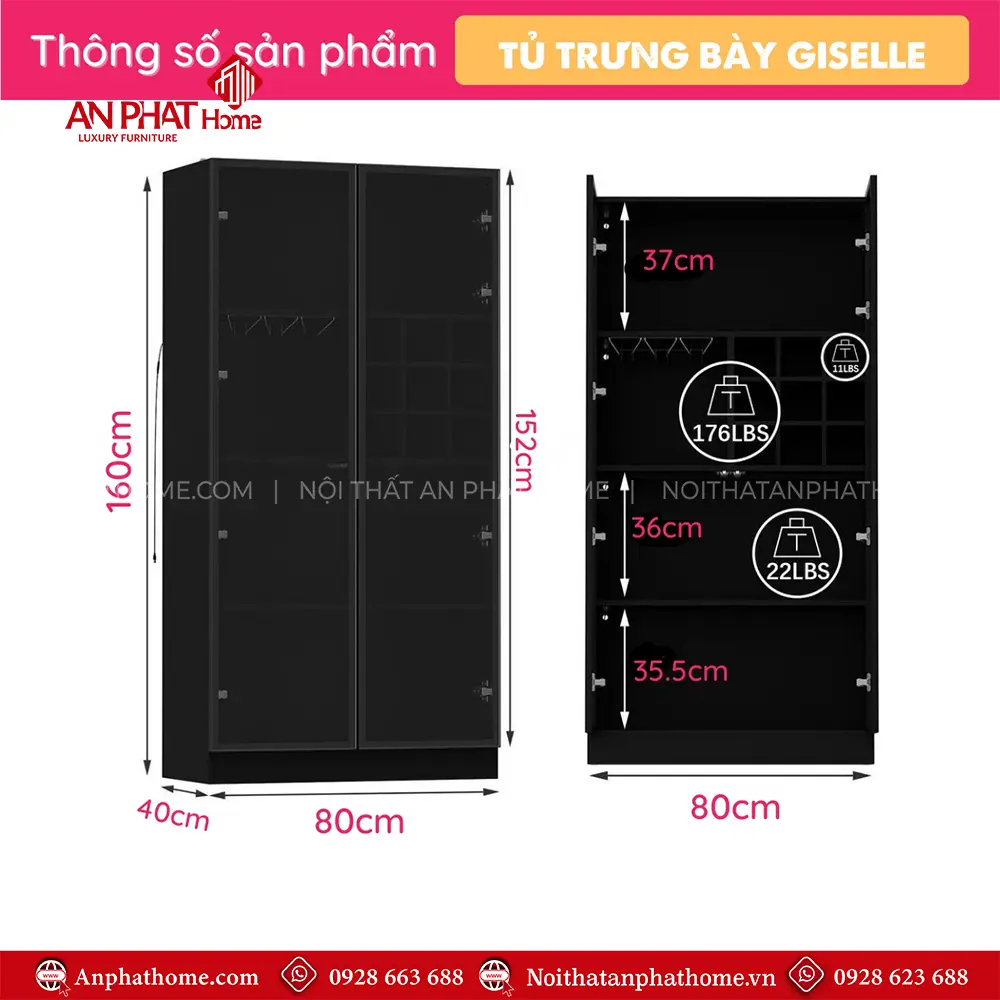 Tủ Rượu Phòng Khách Cánh Kính Cao Cấp T-5338 19 Tủ Rượu Phòng Khách Cánh Kính Cao Cấp T-5338