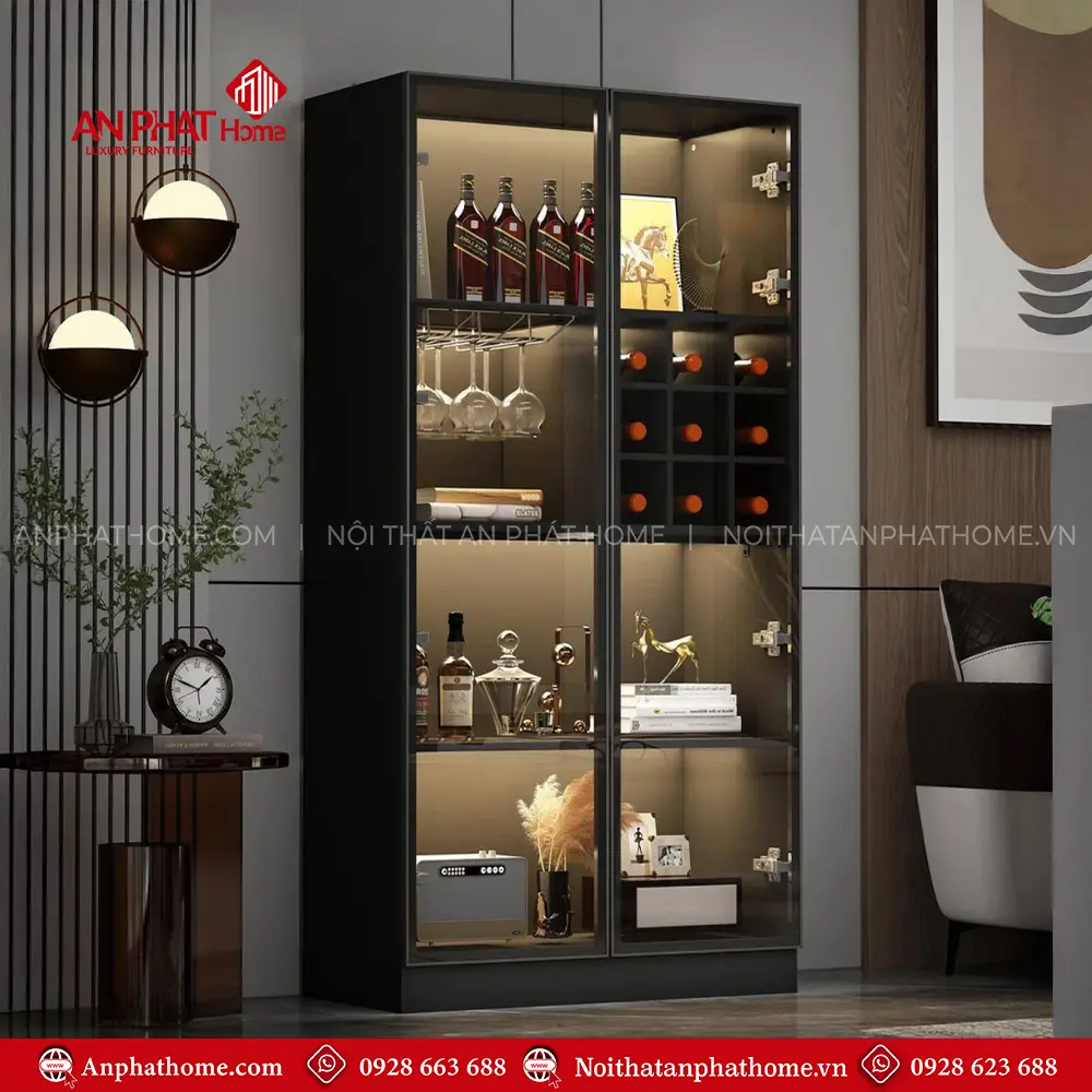 Tủ Rượu Phòng Khách Cánh Kính Cao Cấp T-5338 15 Tủ Rượu Phòng Khách Cánh Kính Cao Cấp T-5338