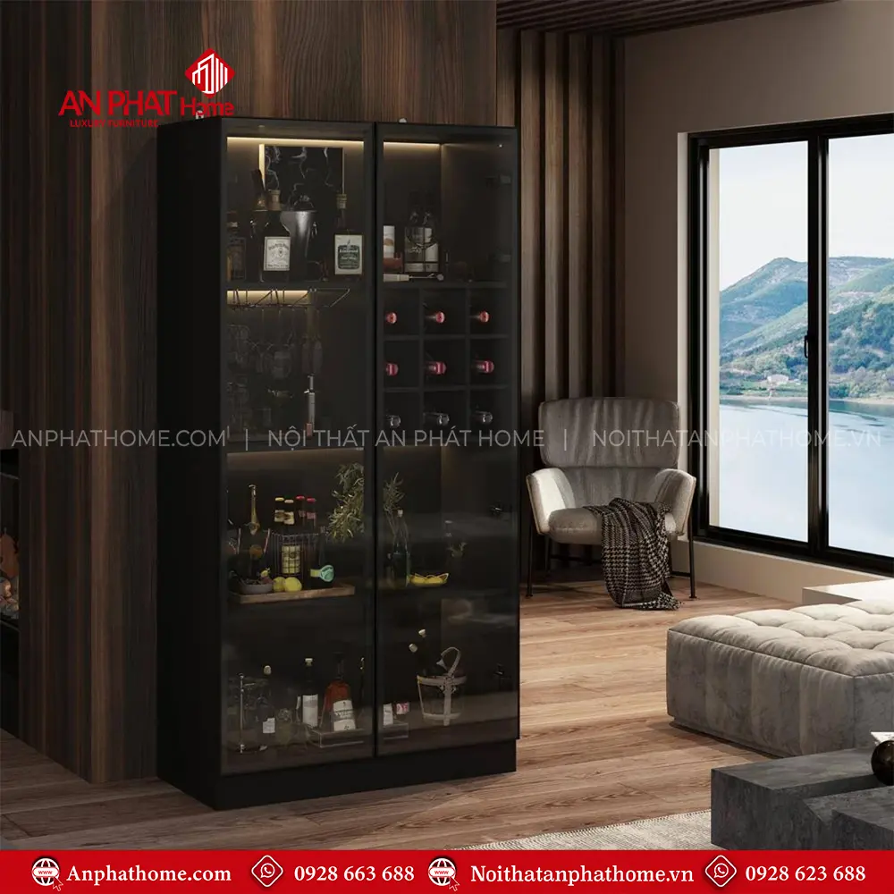 Tủ Rượu Phòng Khách Cánh Kính Cao Cấp T-5338 18 Tủ Rượu Phòng Khách Cánh Kính Cao Cấp T-5338