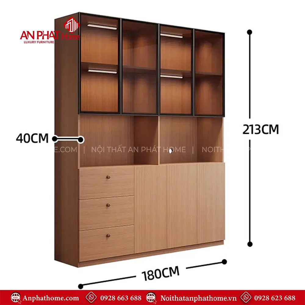Tủ Sách Đẹp Cửa Kính Sang Trọng T-5453 9 Tủ Sách Đẹp Cửa Kính Sang Trọng T-5453