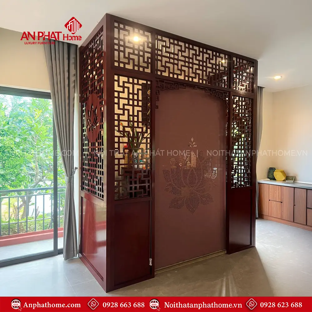 Vách Ngăn Bàn Thờ Chung Với Phòng Khách Gỗ MDF VN-4438 9 Vách Ngăn Bàn Thờ Chung Với Phòng Khách Gỗ MDF VN-4438